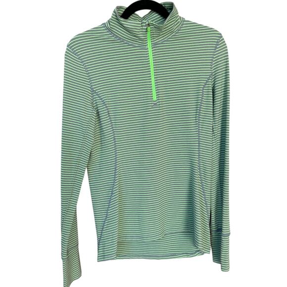 GapFit Women's Green + Gray Stripe Half-Zip Running Pullover Size Medium - Picture 3 of 6